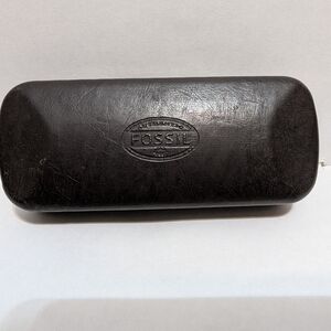 FOSSIL Eyeglasses/Sunglasses Case Only. Dark Brown Hard Shell Authentic.